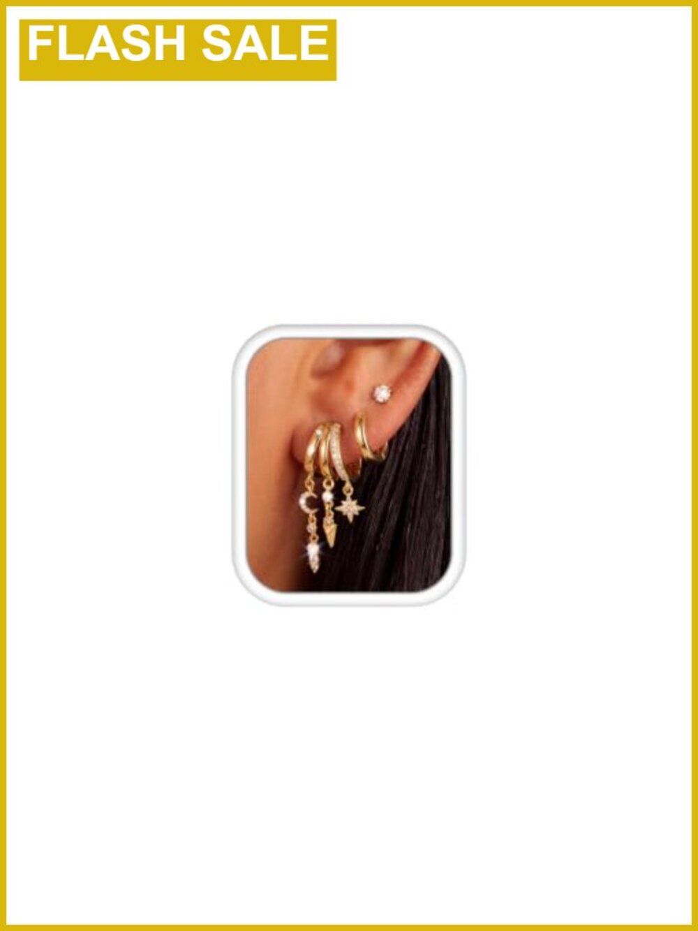 Gold Dangle Hoop Earrings Set of 3 Pairs Hypoallergenic 16K Gold Plated